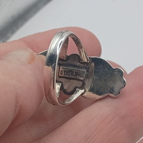 Native Southwest Sterling Silver Double Stone Turquoise Ring Size 7.5 - Picture 4 of 6